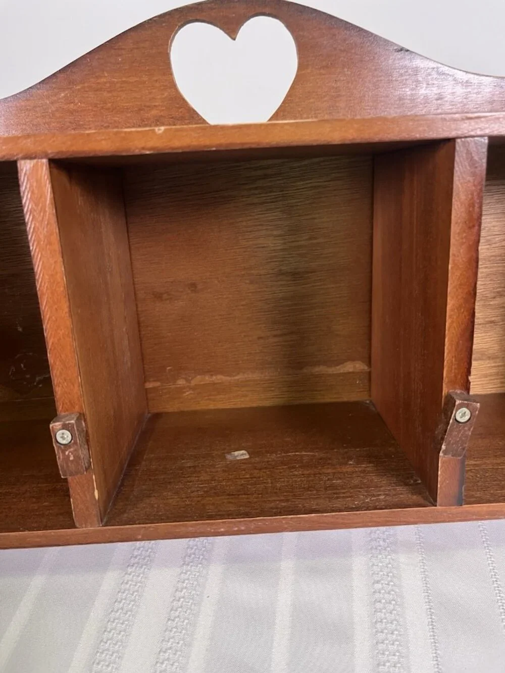 Vintage Country Heart Cutout Wooden Wall Cabinet Shelf Cottagecore Rustic Boho